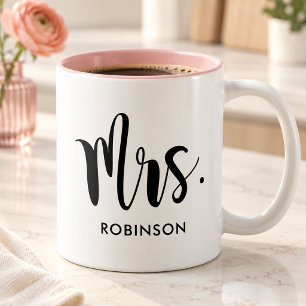 Tasse 2 Couleurs Mariée écriture moderne personnalisée Mariage