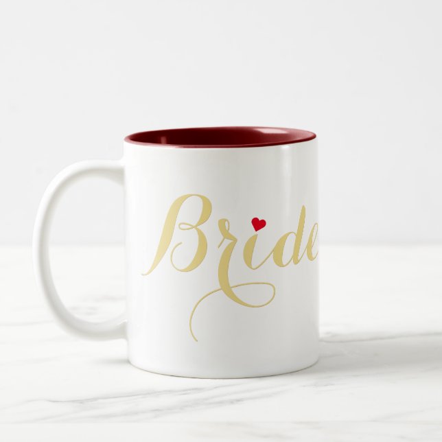 Tasse 2 Couleurs Mariée en or faux Mariage Fête Cœur (Gauche)