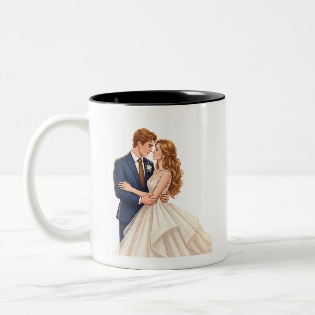 Tasse 2 Couleurs Mariée et marié romantiques (Gauche)