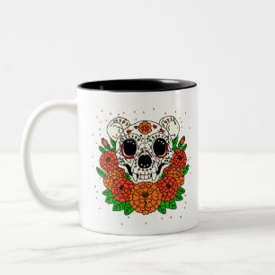 Tasse 2 Couleurs Marigolds et crâne d'ours d'octobre