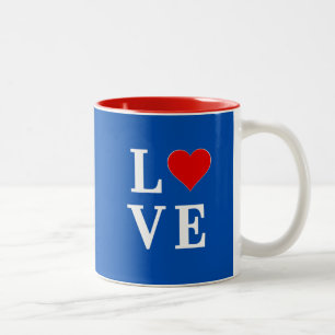 Tasse 2 Couleurs Marine Bleu AMOUR Rétro élégant