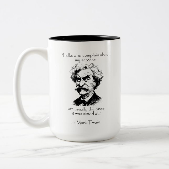 Tasse 2 Couleurs Mark Twain - Sarcasme - Citatons erronées modernes (Gauche)