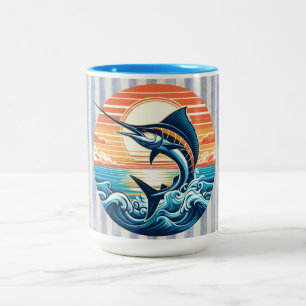 Tasse 2 Couleurs Marlin coucher de soleil côtier/nautique/plage per