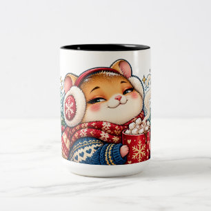 Tasse 2 Couleurs Marshmallow Moods Hamster de Comfort au Cacao