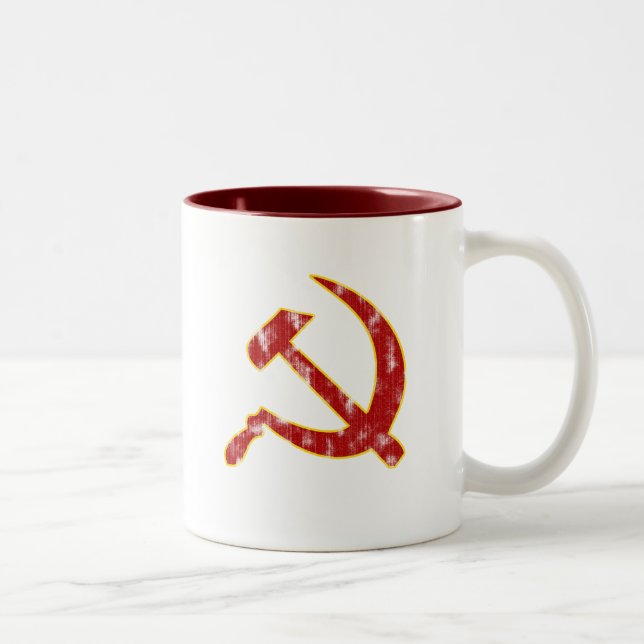 Tasse 2 Couleurs Marteau et faucille (look usé) (Droit)
