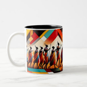Tasse 2 Couleurs Masaï d'art africain Abstrait géométrique