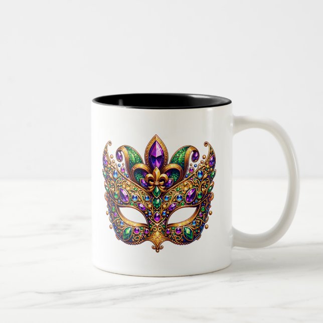 Tasse 2 Couleurs Masque de Mardi Gras  (Droit)