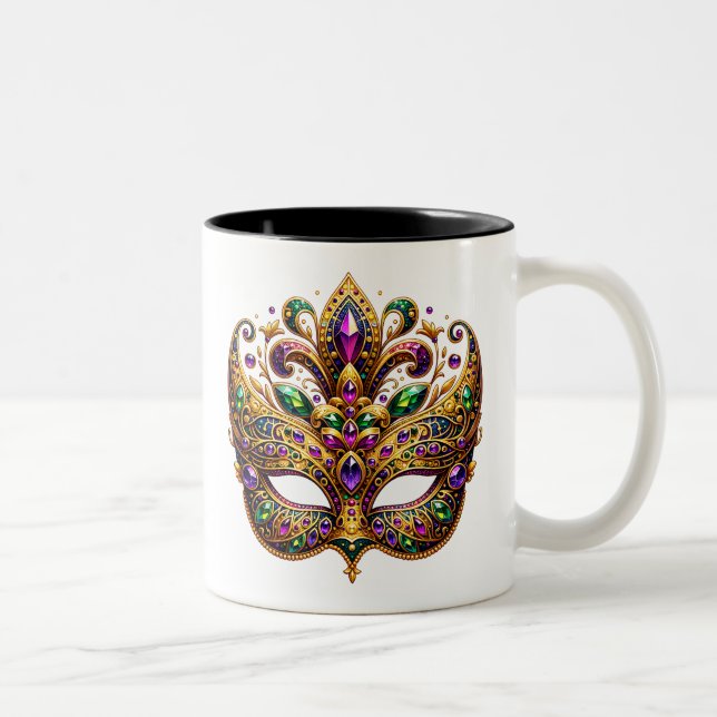 Tasse 2 Couleurs Masque de Mardi Gras  (Droit)