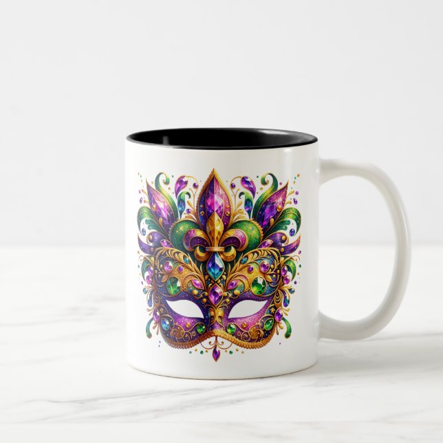 Tasse 2 Couleurs Masque de Mardi Gras  (Droit)