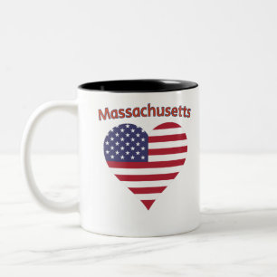 Tasse 2 Couleurs Massachusetts American Flag Heart
