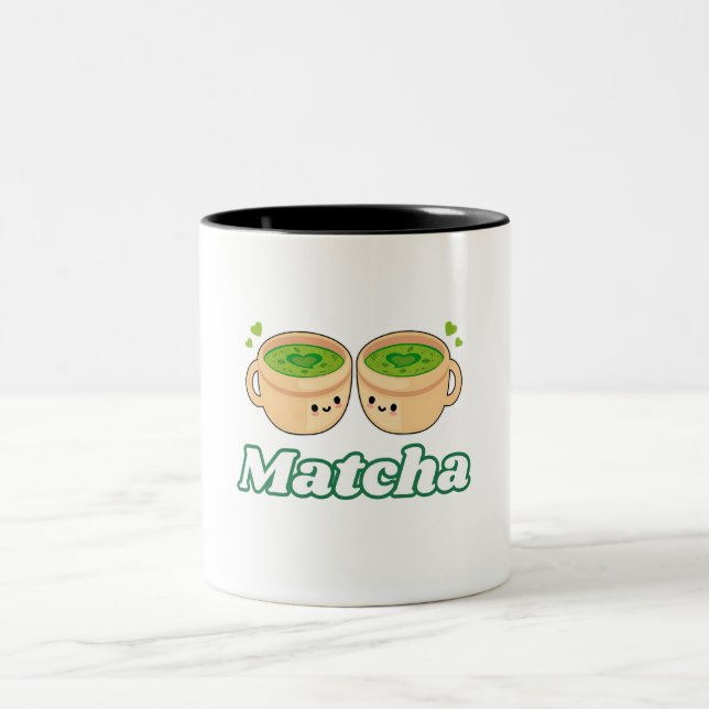 Tasse 2 Couleurs Matcha Cute Kawaii pour thé matcha sur (Centre)