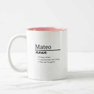 Tasse 2 Couleurs Mateo, Boy Personnalisé Nom Définition