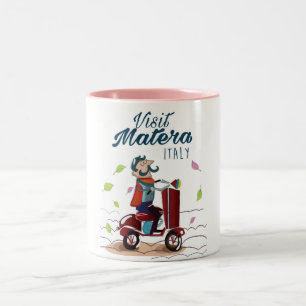 Tasse 2 Couleurs Matera Italie Dessin Animé Scooter impression de v