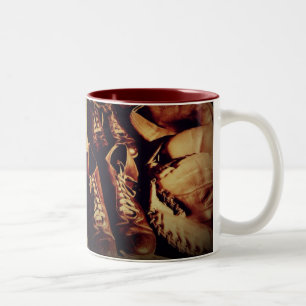 Tasse 2 Couleurs Matériel de baseball vintage 11 oz M à deux tons
