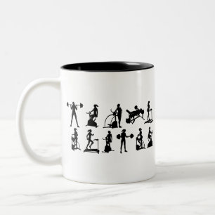 Tasse 2 Couleurs Matériel De Fitness Jeux Silhouettes Femme