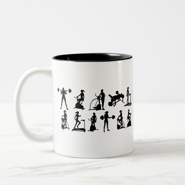 Tasse 2 Couleurs Matériel De Fitness Jeux Silhouettes Femme (Gauche)