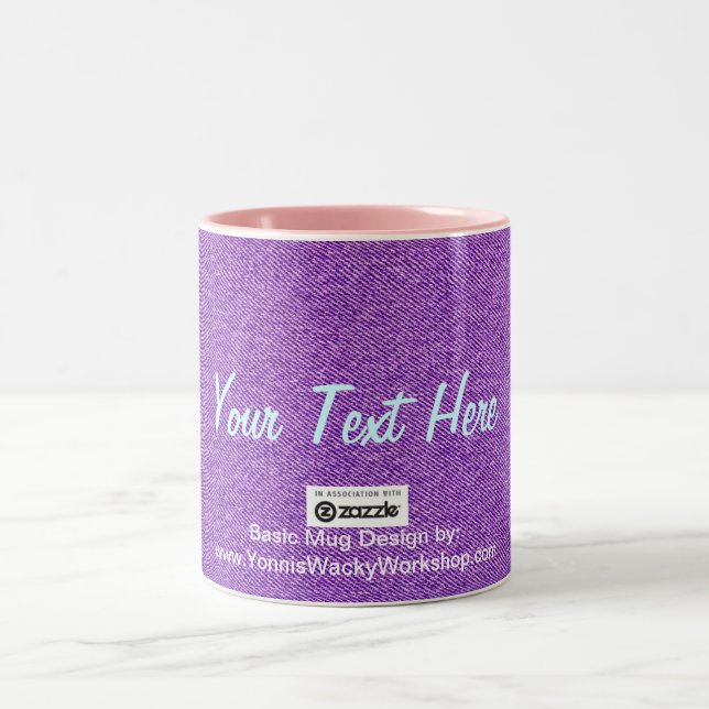 Tasse 2 Couleurs Matériel Jean Bleu, votre texte ici (Centre)