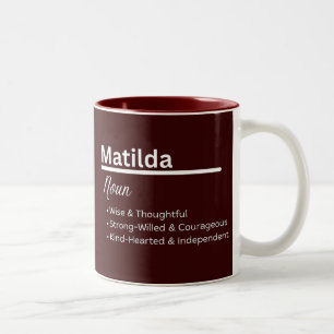 Tasse 2 Couleurs Matilda – Définition de prénom personnalisée sur u