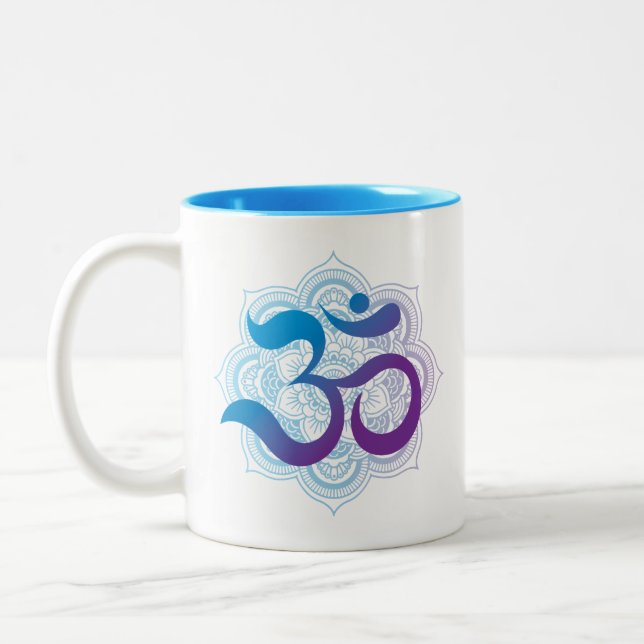 Tasse 2 Couleurs Matin Mantra Purple Bleu Om (Gauche)