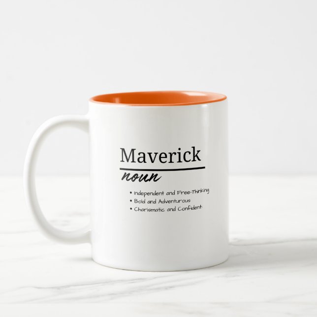 Tasse 2 Couleurs Maverick, Garçon Personnalisé Nom Définition (Gauche)