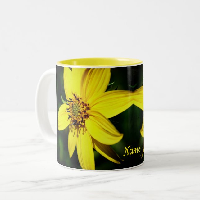 Tasse 2 Couleurs Maximilian Fleur de tournesol Personnalisé (Devant gauche)