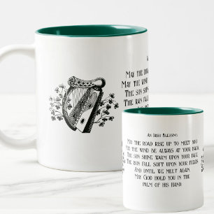 Tasse 2 Couleurs May The Road Rise Irish Blessing and Harp Custom