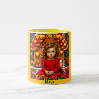 Tasse 2 Couleurs MAYA ~ FILLE de Noël VINTAGE~  