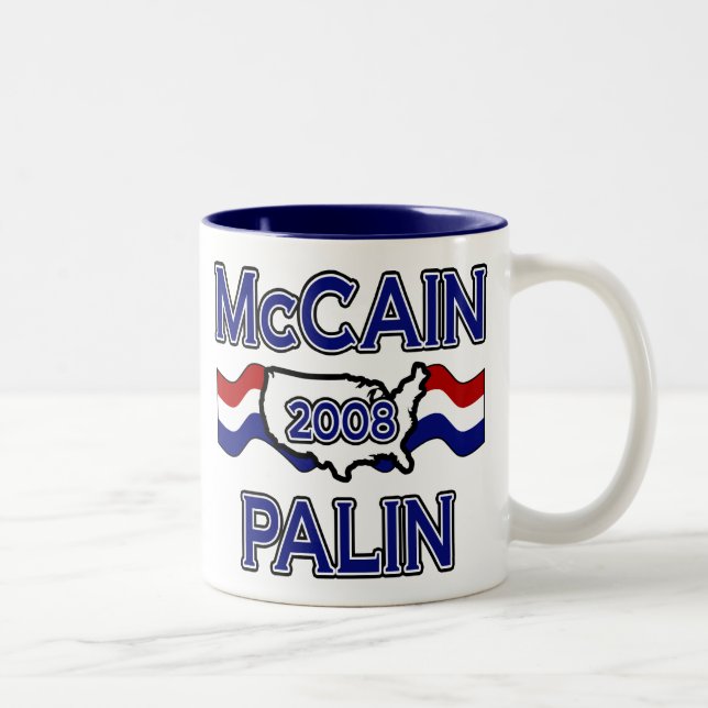 Tasse 2 Couleurs McCain Palin 2008 (Droit)