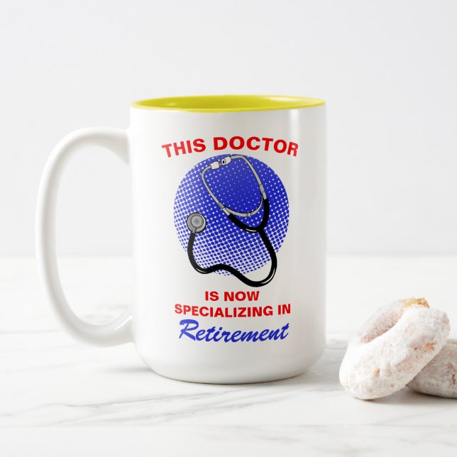 Tasse 2 Couleurs Médecin Retraité Drôle Disant Retraite (Avec donut)