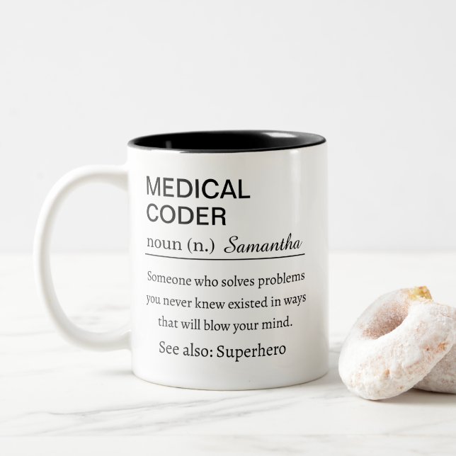Tasse 2 Couleurs Medical Coder Definition (Avec donut)