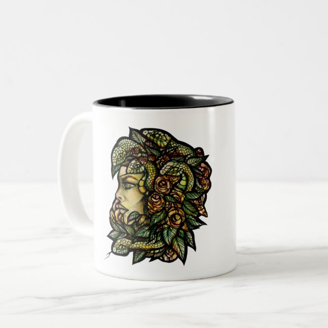Tasse 2 Couleurs Medusa Serpents Verts Gorgone                  (Devant gauche)