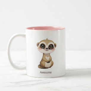 Tasse 2 Couleurs Meercat bébé mignon et texte personnalisé