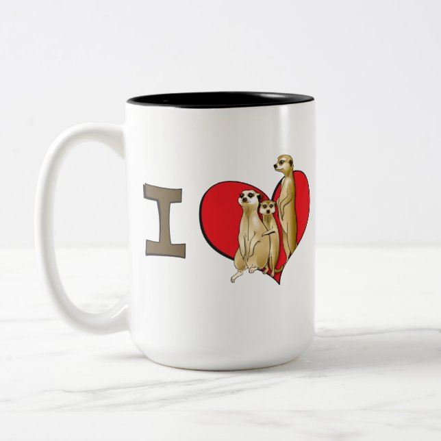 Tasse 2 Couleurs Meerkats du coeur I (Gauche)