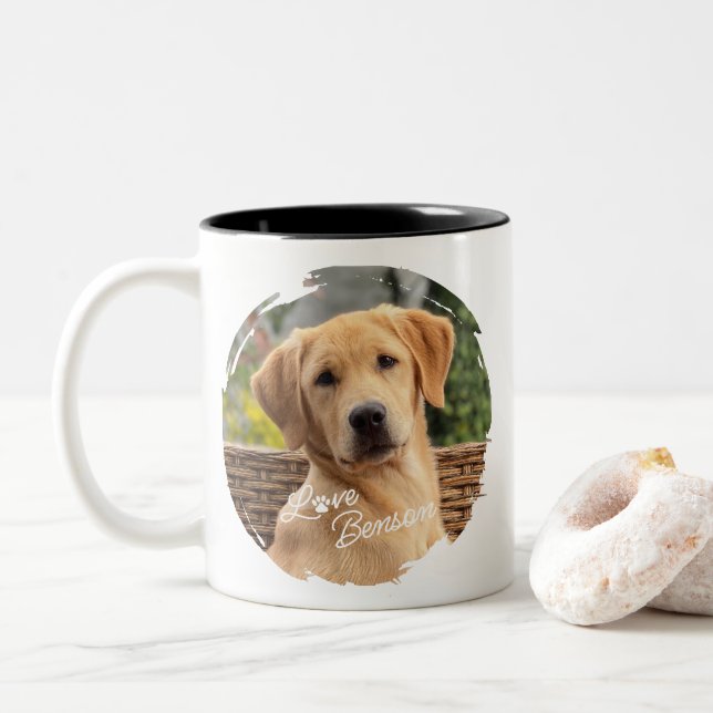 Tasse 2 Couleurs Meilleur Ami Photo Amour Empreinte de patte Coeur (Avec donut)