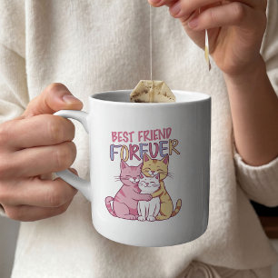Tasse 2 Couleurs Meilleur Ami Pour Toujours Typographie de Chats Mi