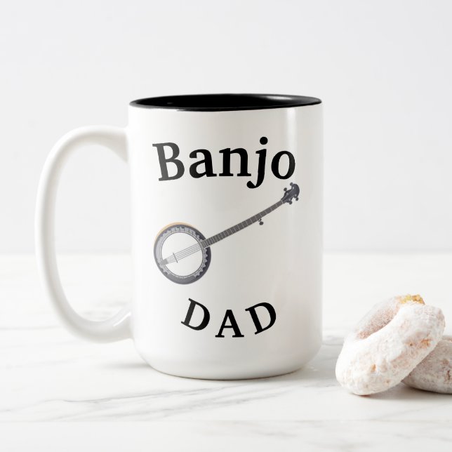 Tasse 2 Couleurs Meilleur "Banjo DAD" Jamais ! La musique du père (Avec donut)
