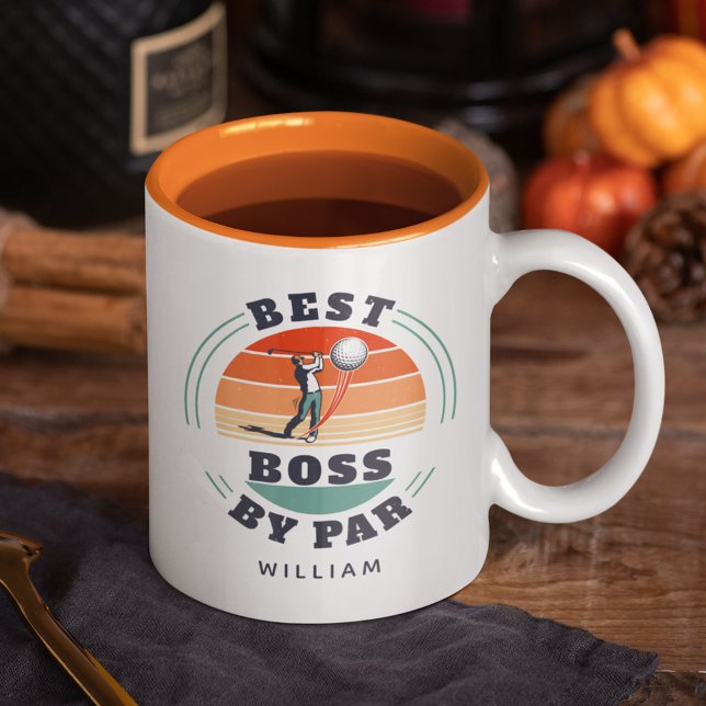 Tasse 2 Couleurs Meilleur Boss Par Par Custom Retro Golf Employeur (Best Boss By Par Gold Lover 11oz Coffee Mug)