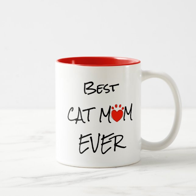 Tasse 2 Couleurs Meilleur Cat Maman Citer Jamais Personnalisé Coeur (Droit)