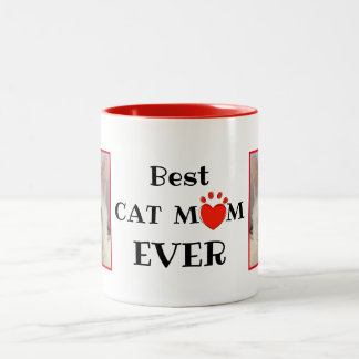 Tasse 2 Couleurs Meilleur Chat Maman Ever Fête des Mères Photo pers