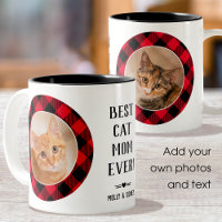 Meilleur Chat Maman Jamais Buffalo Plaid Rouge Pho