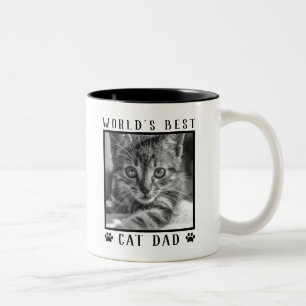 Tasse 2 Couleurs Meilleur Chat Papa Empreintes de pattes photo noir