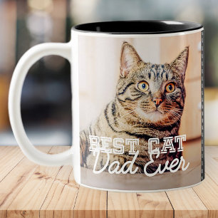 Tasse 2 Couleurs Meilleur Chat Papa Jamais une photo personnalisée 