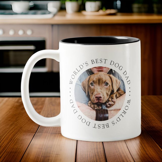 Tasse 2 Couleurs Meilleur Chien du monde papa Élégant Photo personn (Créateur téléchargé)
