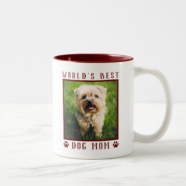 Tasse 2 Couleurs Meilleur chien maman Empreintes de pattes du monde (Droit)
