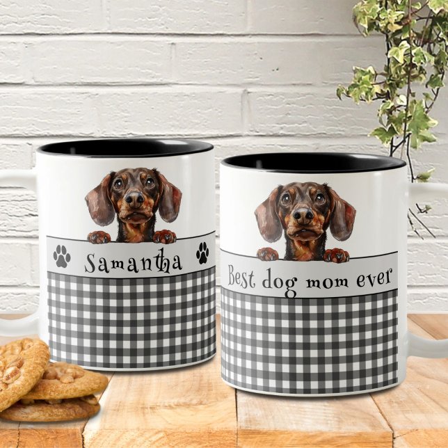 Tasse 2 Couleurs Meilleur chien maman jamais Dachshund texte person (Créateur téléchargé)
