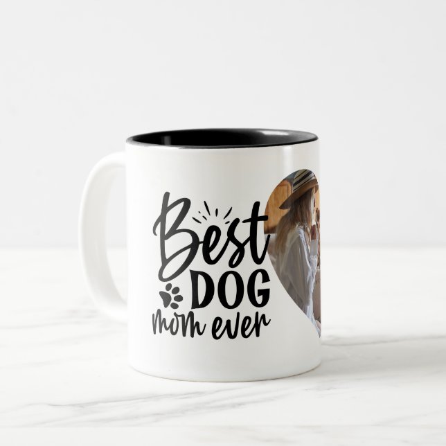 Tasse 2 Couleurs Meilleur Chien Maman Jamais Nom Animal Photo (Devant gauche)