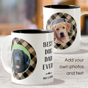 Tasse 2 Couleurs Meilleur Chien Papa Jamais Nom Photo Beige