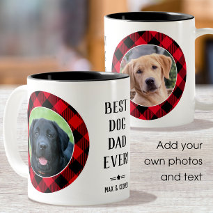 Tasse 2 Couleurs Meilleur Chien Papa Jamais Nom Photo Rouge