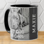 Tasse 2 Couleurs Meilleur Chien Papa Jamais une photo personnalisée<br><div class="desc">Ce design simple et classique est composé de typographie serif et d'ajouter une photo personnalisée</div>