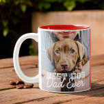 Tasse 2 Couleurs Meilleur Chien Papa Jamais une photo personnalisée<br><div class="desc">Ce design simple et classique est composé de typographie serif et d'ajouter une photo personnalisée</div>